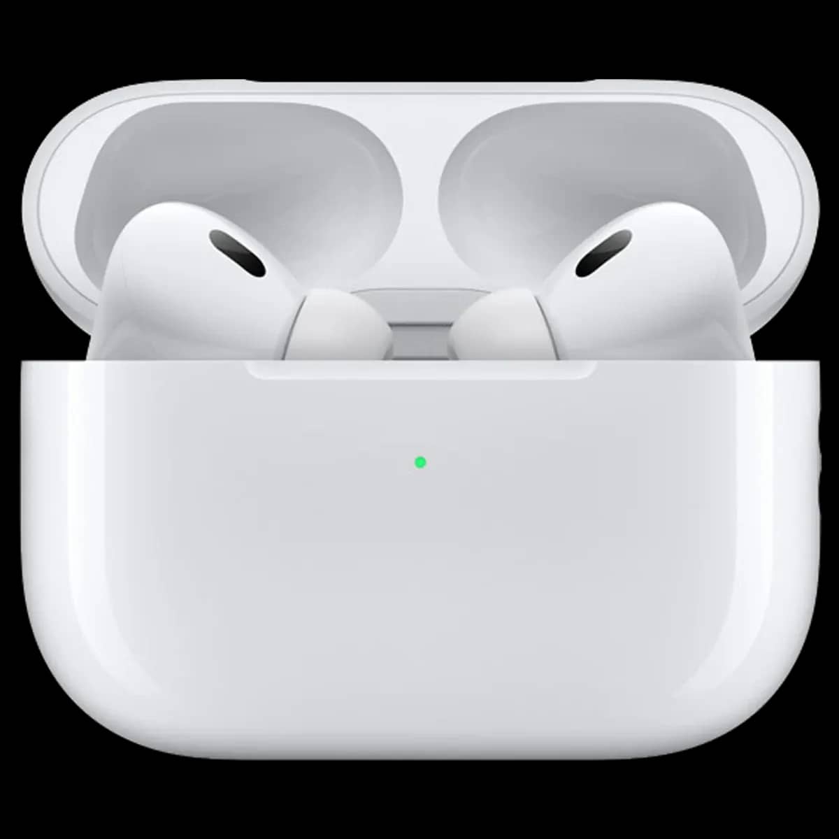 A pair of AirPods Pro beside their charging case