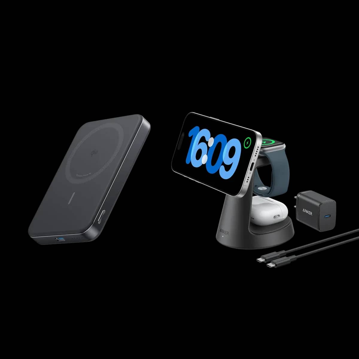 A magnetic power bank attached to the back of a phone