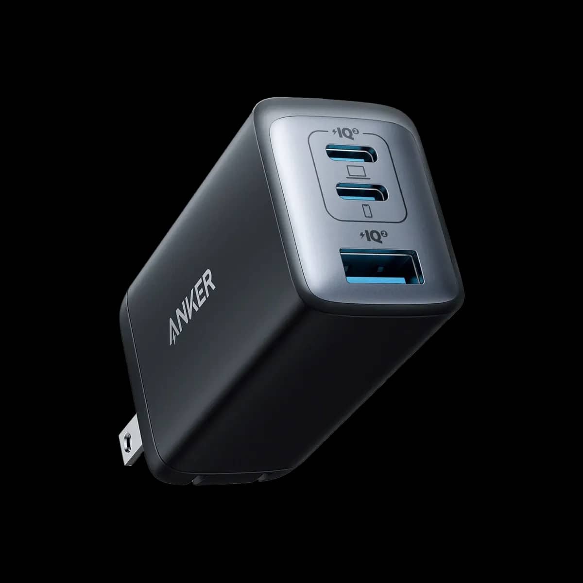 A compact white GaN wall charger with folding pins