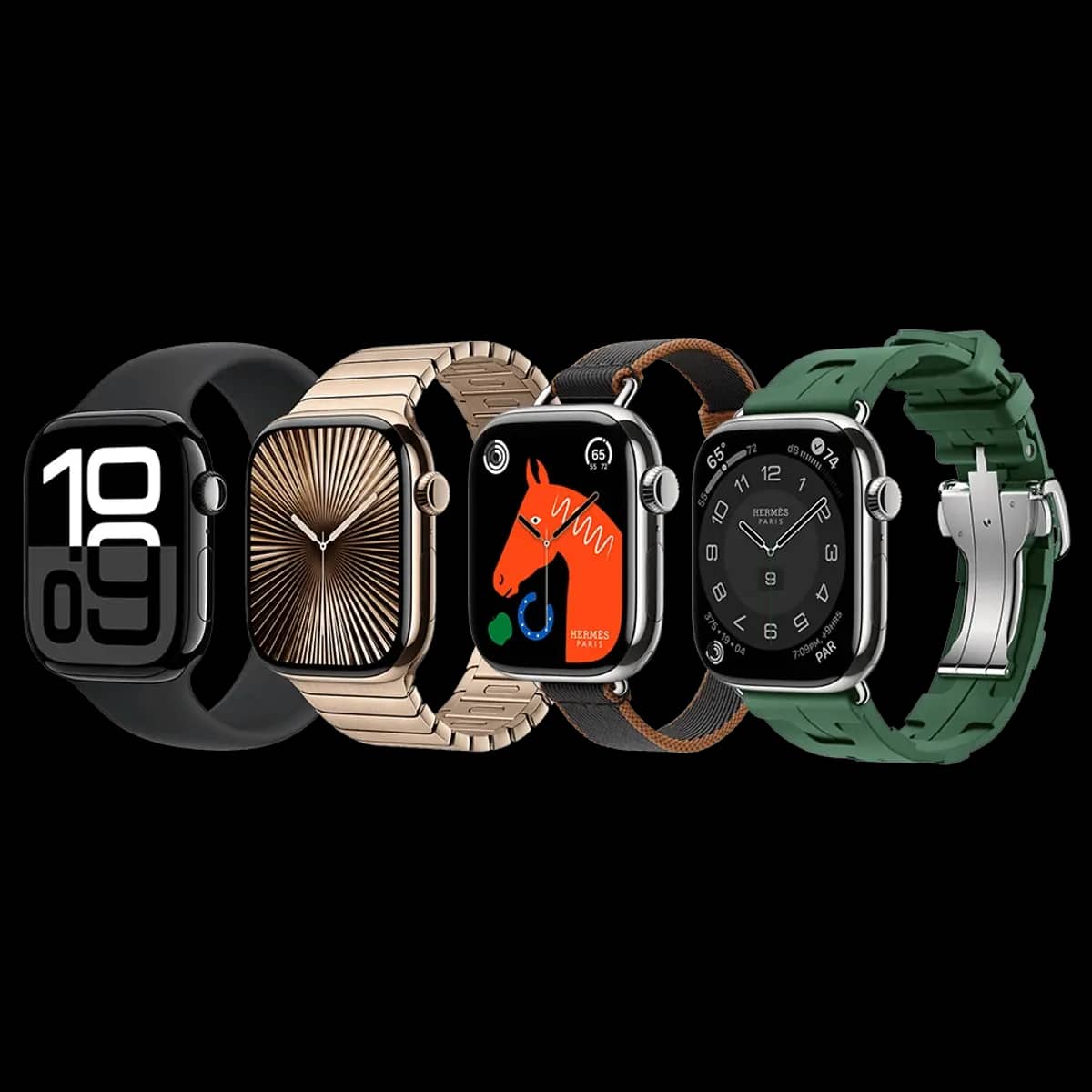 An Apple Watch Series 10 shown face on