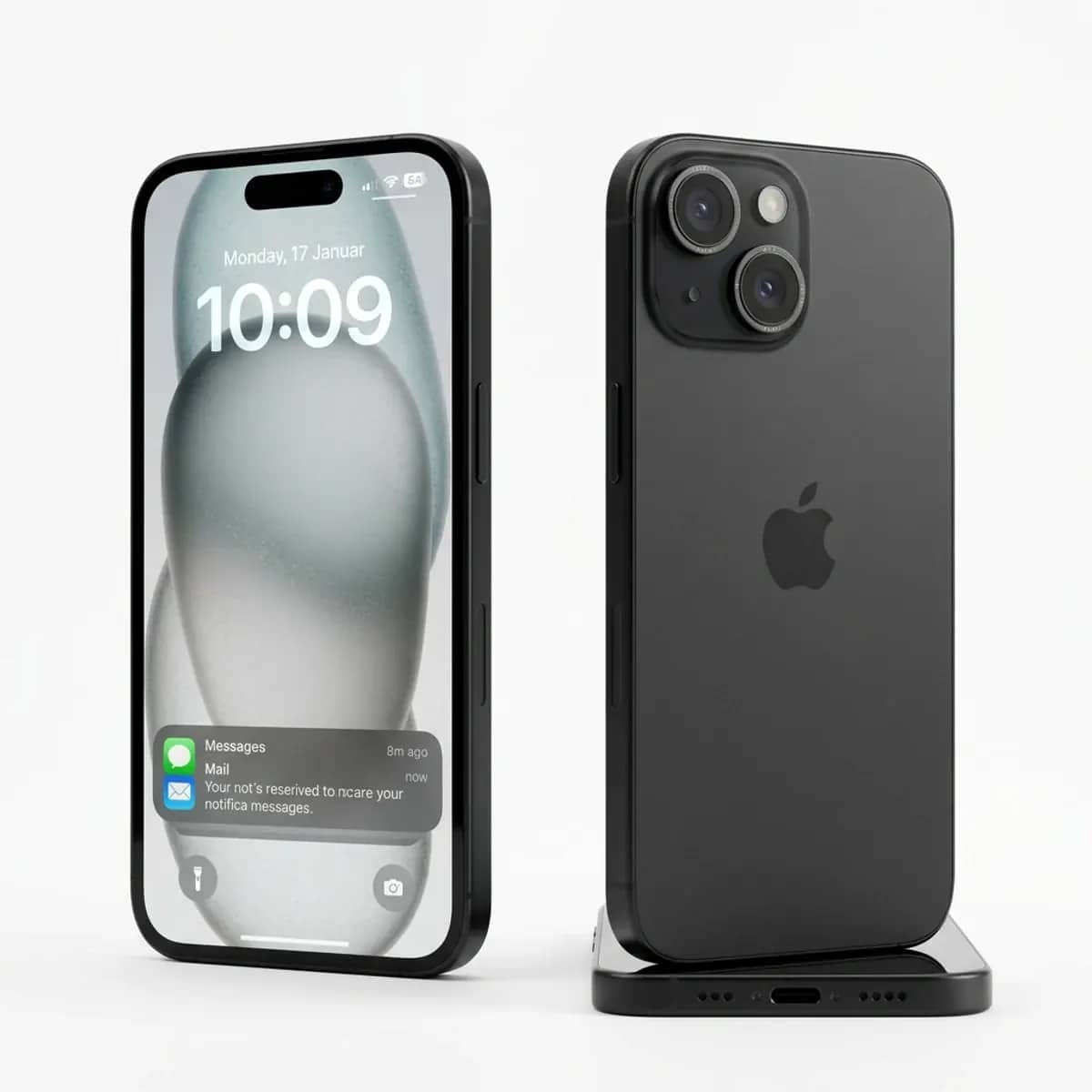 A refurbished iPhone 15 shown from the front