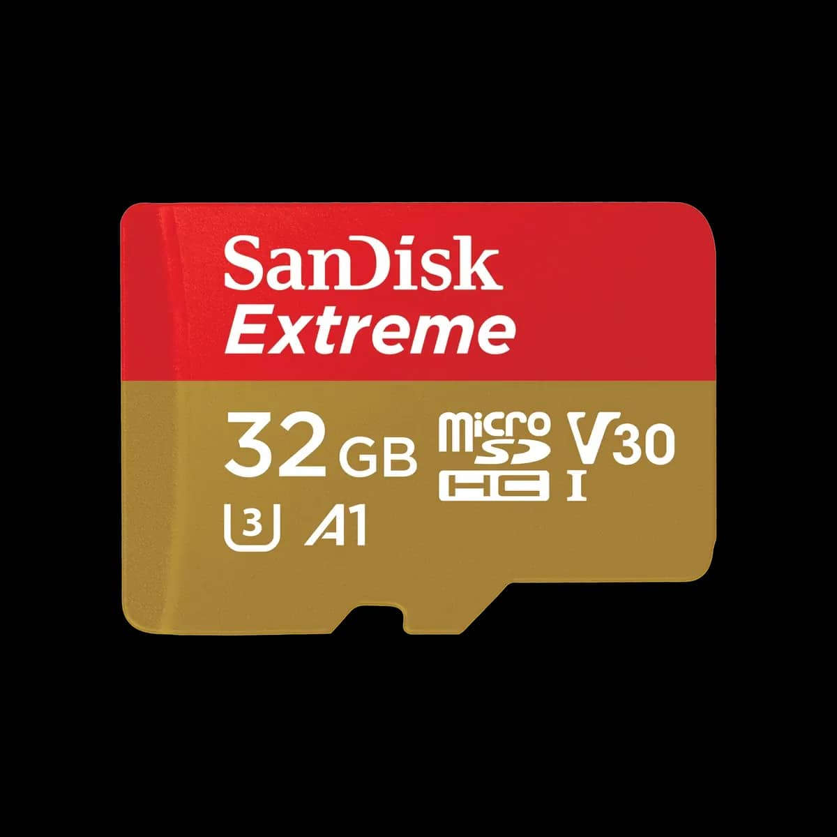 A microSD card resting on its full-size SD adapter